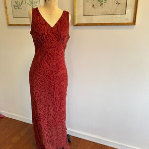 Vintage Ralph Lauren Style Red Silk Dress; Bias Cut, Florentine