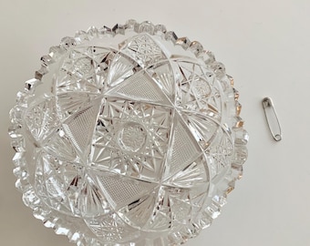 Vintage Brilliant Cut Crystal Trinket Dish: Victorian Cottage Core Catch All