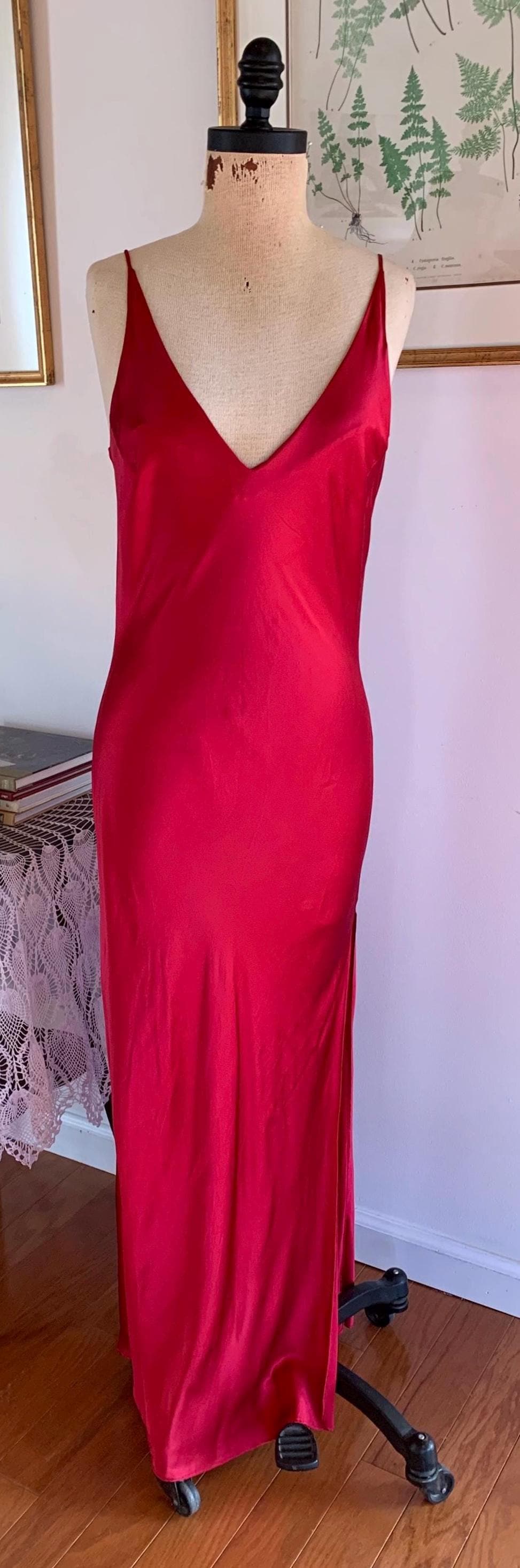 Vintage Victoria's Secret Silk Slip Dress  Cherry Red Evening Gown, Size M  - Etsy