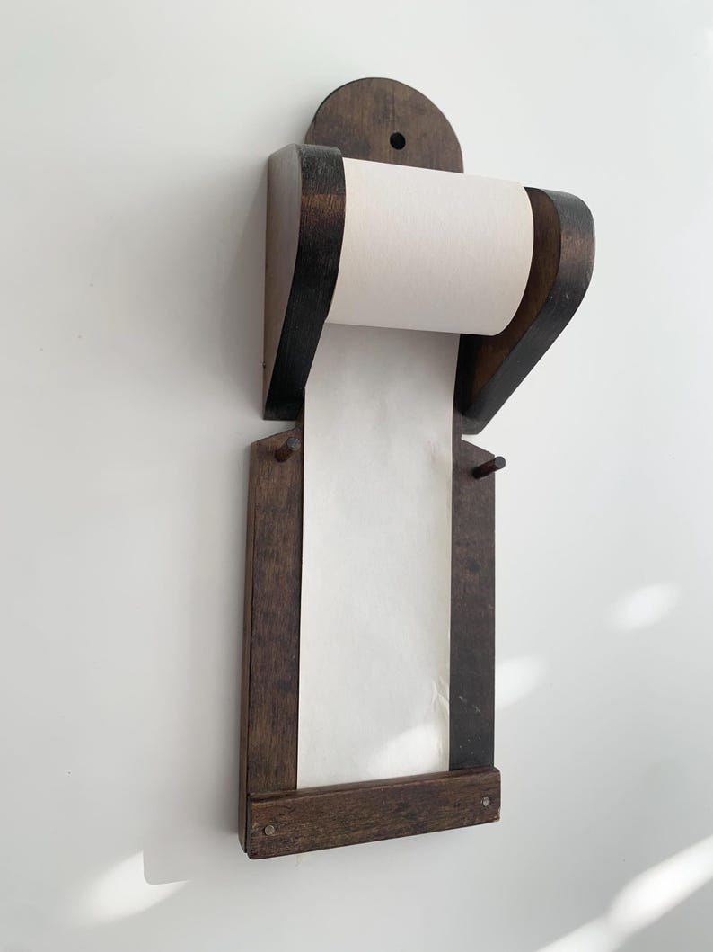 Vintage / Antique Primitive Wooden Note Pad With Paper Scroll. Would Be ...