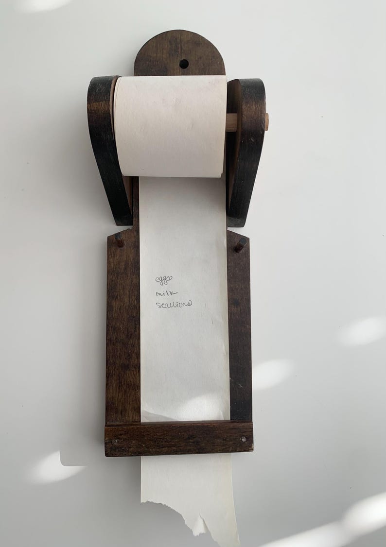 Vintage / Antique Primitive Wooden Note Pad With Paper Scroll. Would Be ...