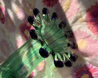 ヴィンテージ ピカソ スタイル ガラス花瓶：グリーン＆ブルーのピン