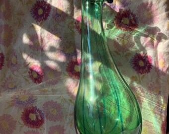 ヴィンテージ ピカソ スタイル ガラス花瓶：グリーン＆ブルーのピン