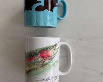 Vintage Beaver Coffee Mug: Turquoise Glazed Staffordshire England