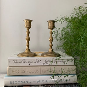 Vintage MCM gold brass candle holder candlesticks