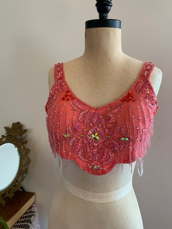 Silk costume sequin bustier lingerie crop top with