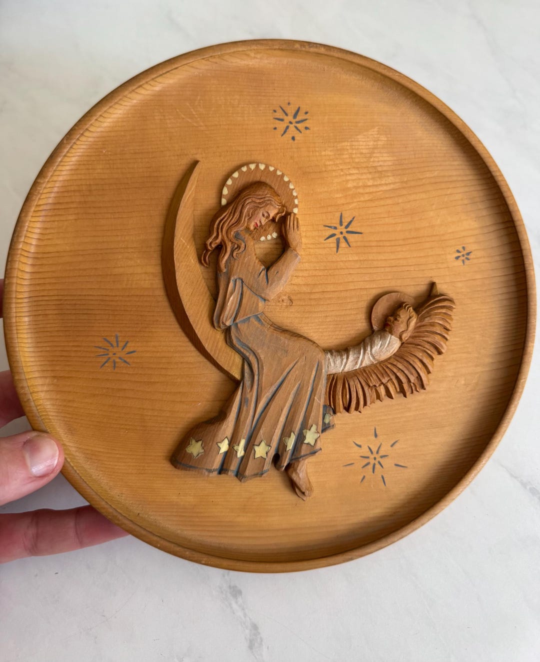 Vintage MCM Florentine Wood Carving, Mary and Baby Jesus, Signed - Etsy