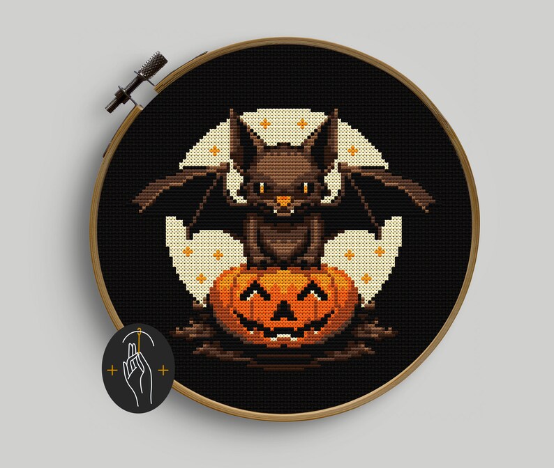 Halloween Bat - Cross Stitch Pattern - Easy - Funny - Cute - Small ...