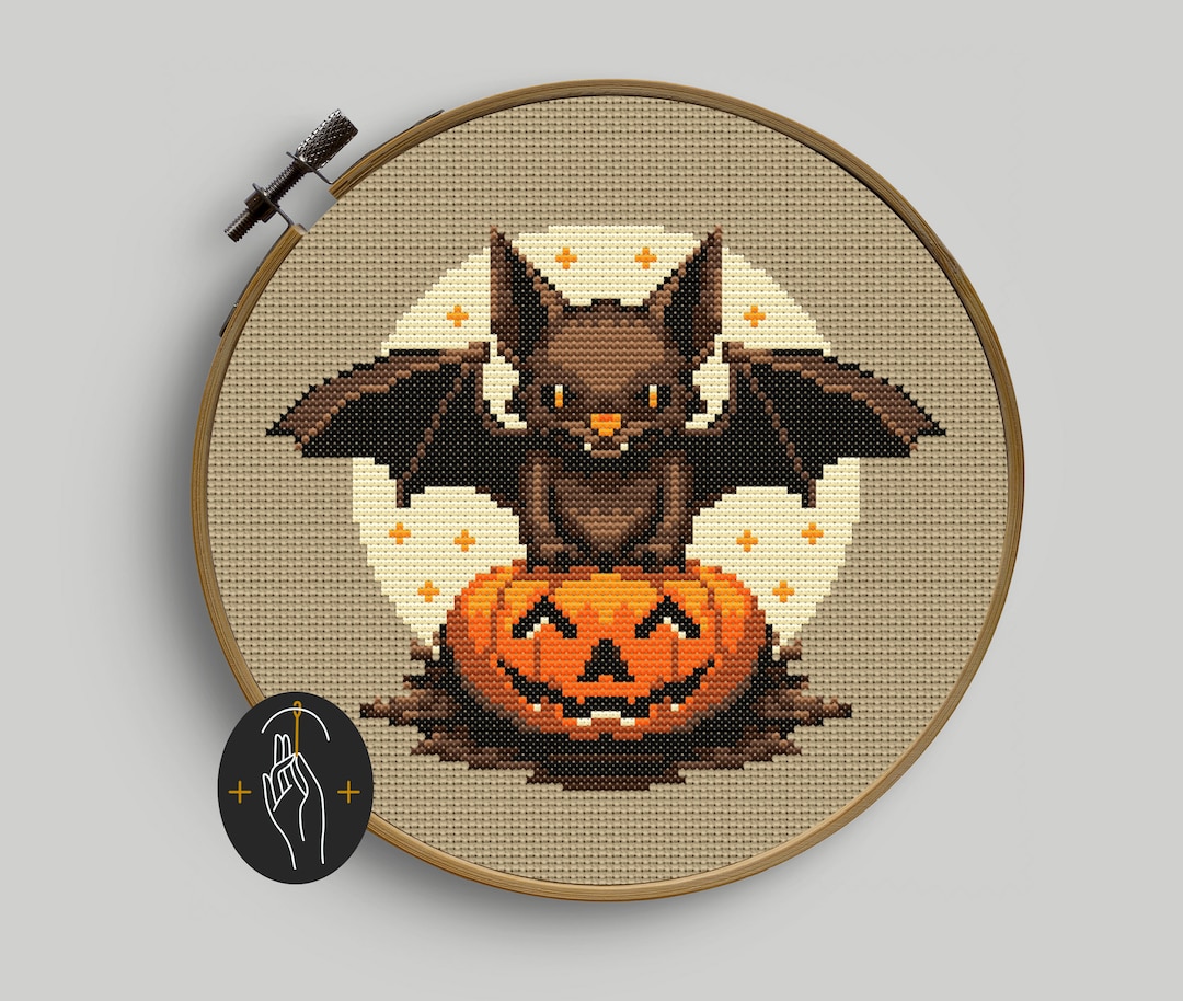 Halloween Bat - Cross Stitch Pattern - Easy - Funny - Cute - Small ...