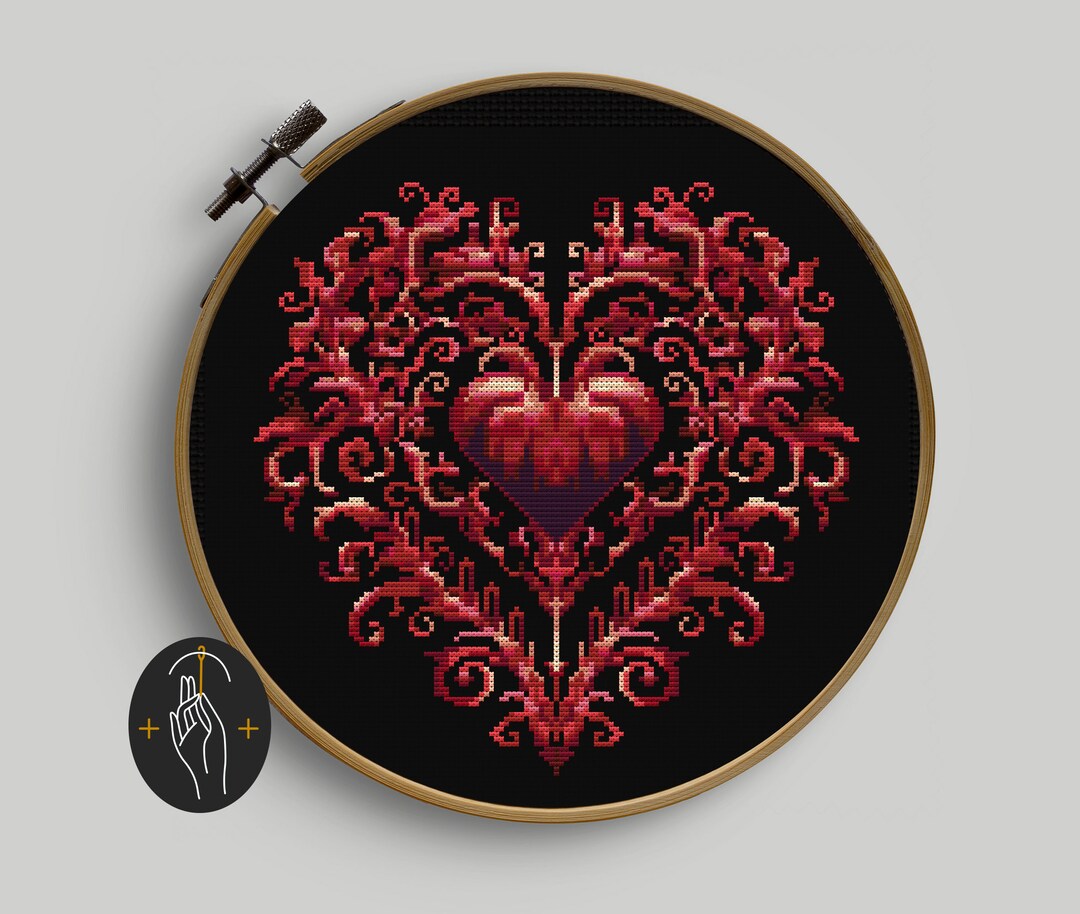 Gothic Heart - Cross Stitch Pattern - Witchy - Romantic - Vintage ...
