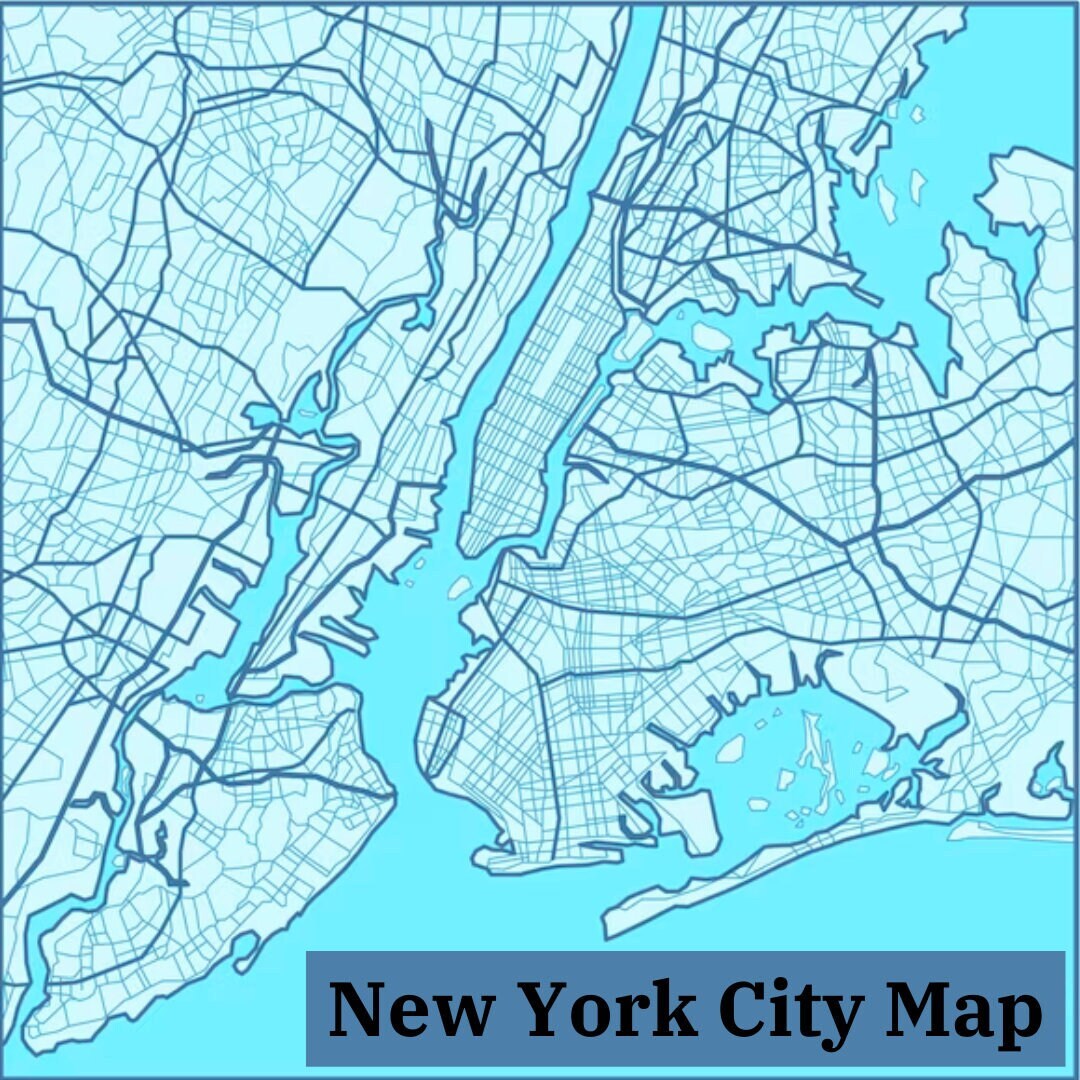NEW YORK CITY Map Print Map of New York City Digital Wall Art New York NEW YORK CITY Map Print Map of New York City Digital Wall Art New York
