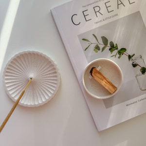 Rökelse- och Palo Santo-hållare, presentidéer för meditationsyogi, modern neutral heminredning, rökelsehållare, Palo Santo-skål