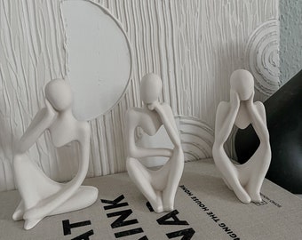 Set of three Thinker sculptures | Abstract figures | jesmonite | handmade | modern | minimalist decor | gift ideas