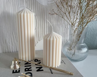 Ribbed Pillar candle | grooved pillar candle | vegan | handmade | coconut wax | premium home decor | scandi | aesthetic style | gift ideas