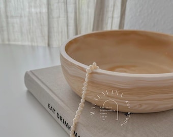 Beige Decorative Bowl, Neutral Modern Home Decor, Fruit Bowl, Table Decoration, Housewarming Gift Ideas, New Home Aesthetic Accents
