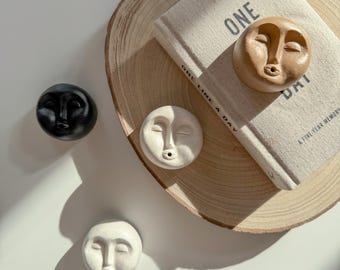 Moon Incense Holder and tray SET, Modern Incense Stick Burner, Meditation Enthusiasts Gift Ideas, Aromatherapy Present for Her