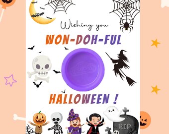 Bewerkbare Play-Doh-bedankkaart voor Halloween: Trick or Treat-cadeaukaartje