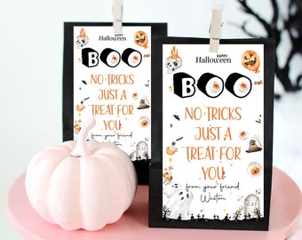 Editable Halloween Party Favor, Halloween Gift Tag, Trick Or Treat for School , Printable Halloween Favor Tags, Boo Gift Tags,Treat Bags,