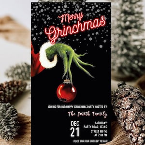 Editable Grinchmas Party Invitation: Christmas Holiday (Digital Download)