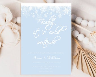 Baby Its Cold Outside Baby Shower Invitation, Winter Snowflake Minimal Baby Shower Invitation, Winter Baby Shower,Snowy Baby Shower