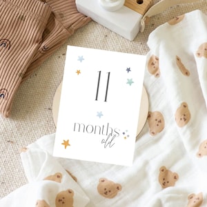 Star Baby Month Card,  Baby Milestone Card, Boy Milestone Cards, Girl Milestone Cards, New Born Month Cards, Printable Cards, Baby Gift