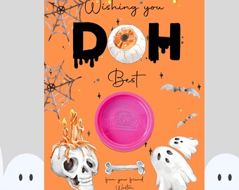 Bewerkbare Play-Doh-bedankkaart voor Halloween: Trick or Treat-cadeaukaartje (4,25 x 5,5 inch)