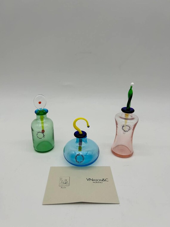 Murano Glass SPECIAL Set Small Bottles Perfume Glasses, Carlo 