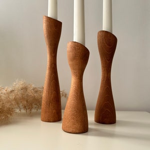 Rustic Elegance: Handcrafted Wooden Candle Holders for a Cozy Ambience, Mid-Century, Nordic Style, Scandinavian Style zdjęcie 3