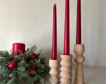 Elevate Your Celebration: Wooden Candle Holders for a Festive Christmas Table, Gift for Christmas, Scandinavian Style, Rustic Decor