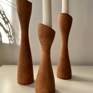 Rustic Elegance: Handcrafted Wooden Candle Holders for a Cozy Ambience, Mid-Century, Nordic Style, Scandinavian Style zdjęcie 6