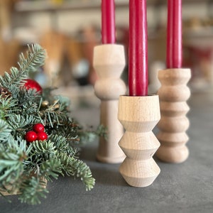 Elevate Your Celebration: Wooden Candle Holders for a Festive Christmas Table, Gift for Christmas, Scandinavian Style, Rustic Decor image 3