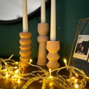 Elevate Your Celebration: Wooden Candle Holders for a Festive Christmas Table, Gift for Christmas, Scandinavian Style, Rustic Decor image 4