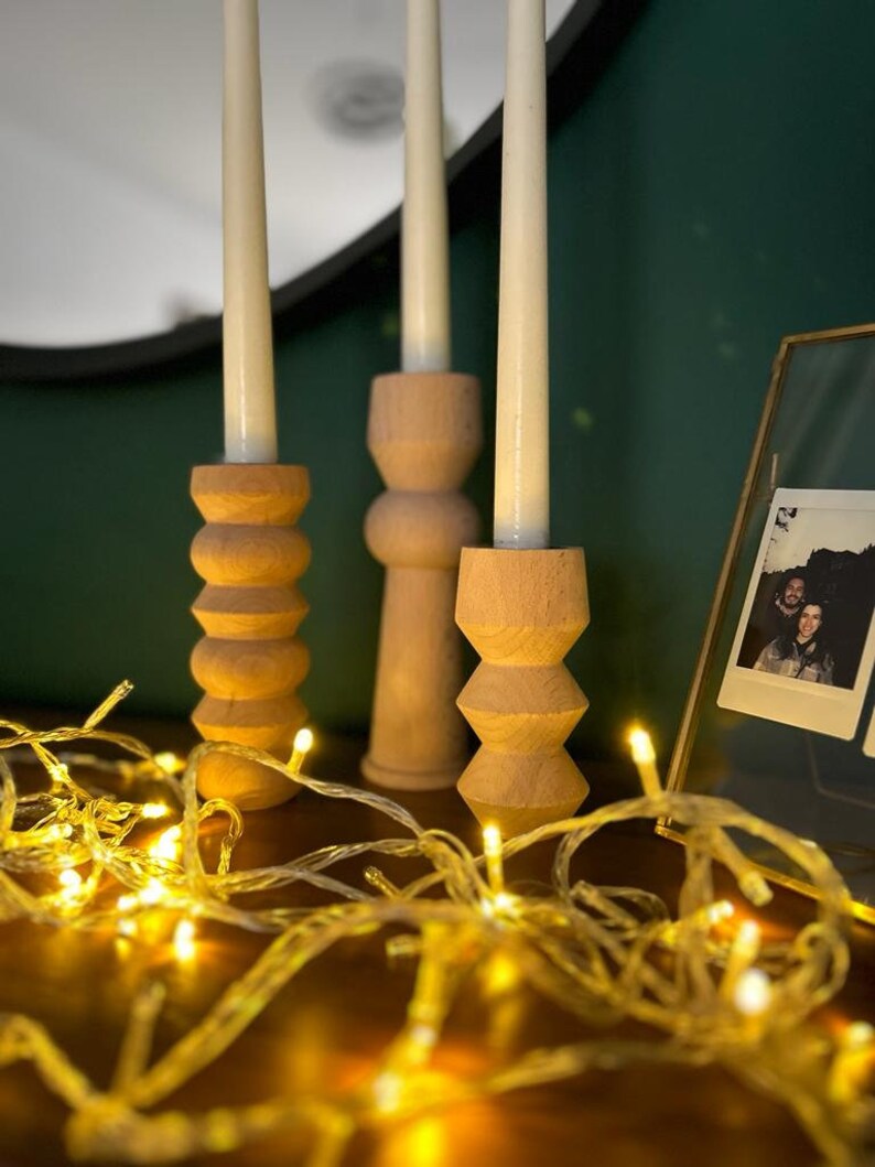 Elevate Your Celebration: Wooden Candle Holders for a Festive Christmas Table, Gift for Christmas, Scandinavian Style, Rustic Decor image 4