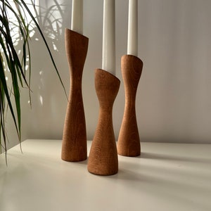 Rustic Elegance: Handcrafted Wooden Candle Holders for a Cozy Ambience, Mid-Century, Nordic Style, Scandinavian Style zdjęcie 4