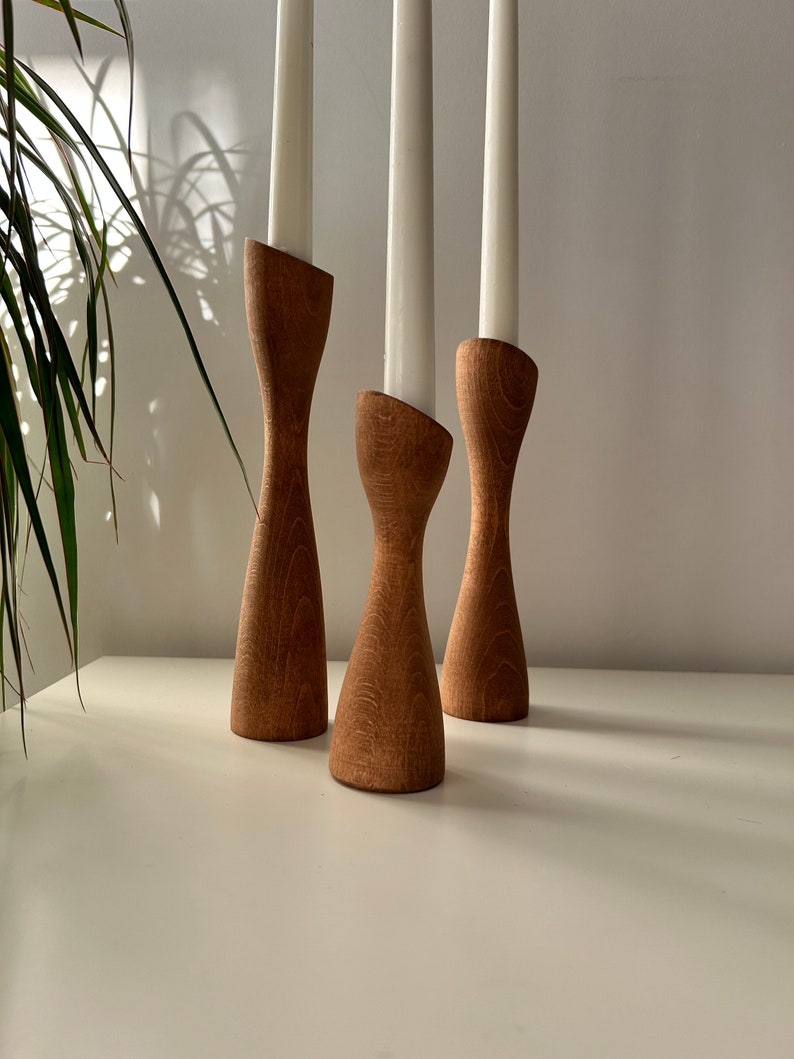 Rustic Elegance: Handcrafted Wooden Candle Holders for a Cozy Ambience, Mid-Century, Nordic Style, Scandinavian Style image 4