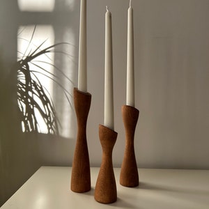 Rustic Elegance: Handcrafted Wooden Candle Holders for a Cozy Ambience, Mid-Century, Nordic Style, Scandinavian Style image 5