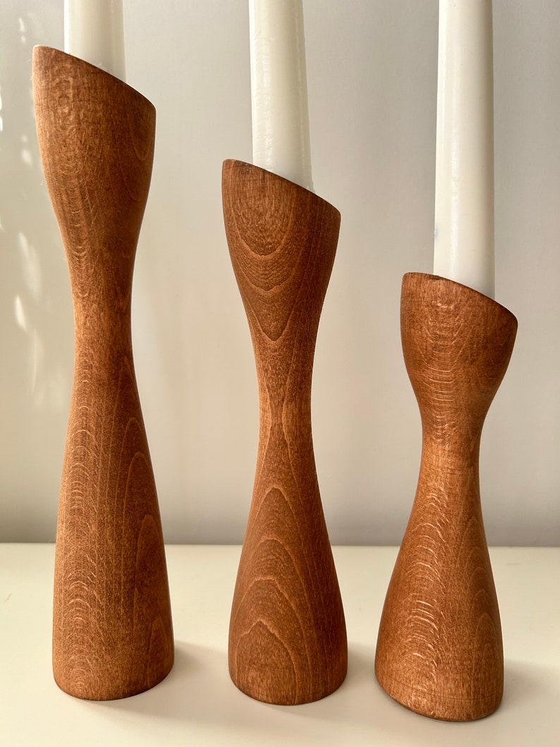 Rustic Elegance: Handcrafted Wooden Candle Holders for a Cozy Ambience, Mid-Century, Nordic Style, Scandinavian Style image 8