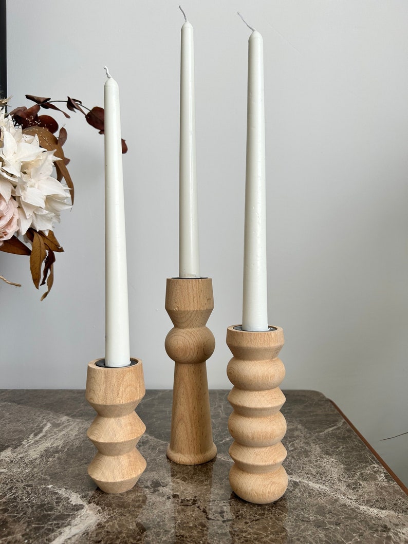 Elevate Your Celebration: Wooden Candle Holders for a Festive Christmas Table, Gift for Christmas, Scandinavian Style, Rustic Decor image 8