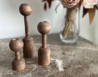 Wooden Candle Holders for a Cozy Ambience, Mid-Century, Nordic Style, Scandinavian Style, Handcrafted Candlestick Holder, Home Decor