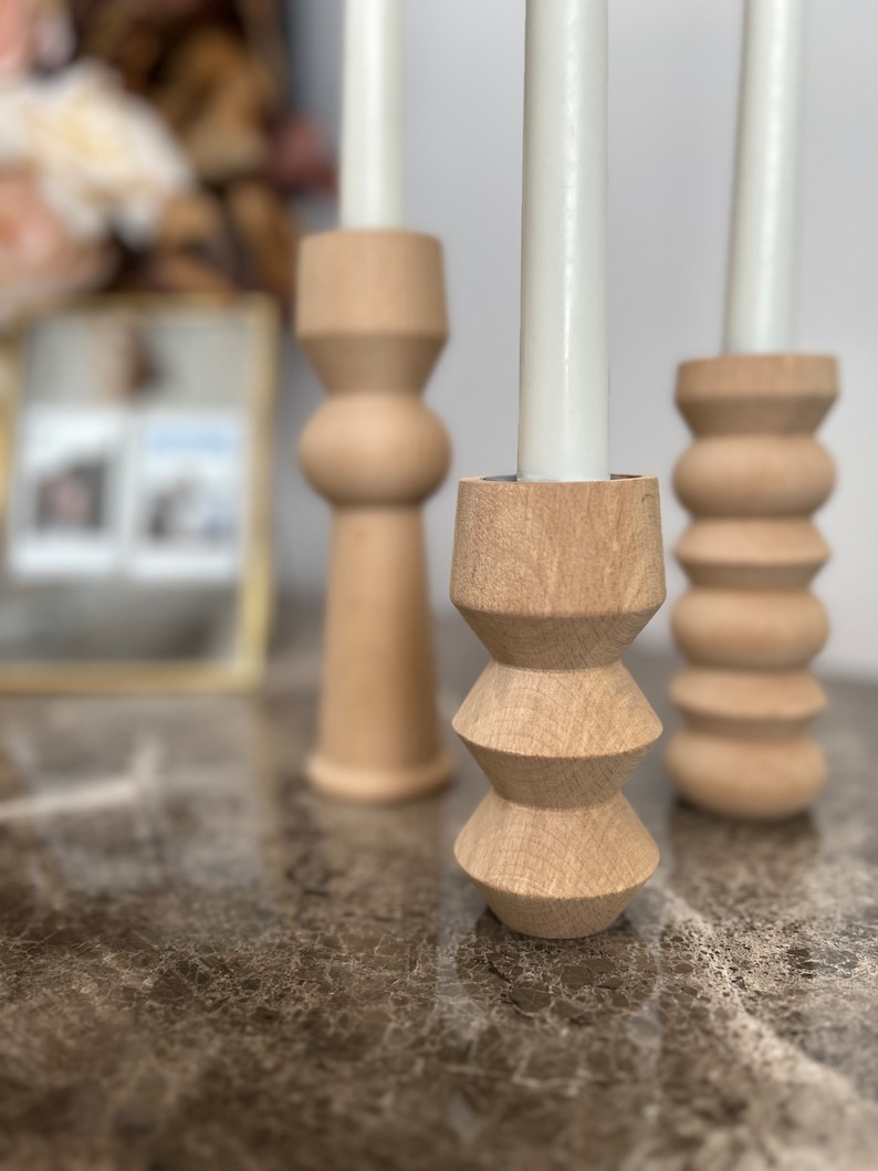 Elevate Your Celebration: Wooden Candle Holders for a Festive Christmas Table, Gift for Christmas, Scandinavian Style, Rustic Decor image 9