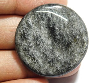 Natural Silver sheen obsidian Cabochon Silver sheen obsidian Loose Gemstones Silver sheen obsidian Loose semi precious (62Cts.34 x 34 MM)