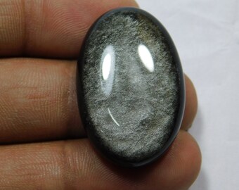 Natural Silver sheen obsidian Cabochon Silver sheen obsidian Loose Gemstones Silver sheen obsidian Loose semi precious (44Cts.32 x 22 MM)