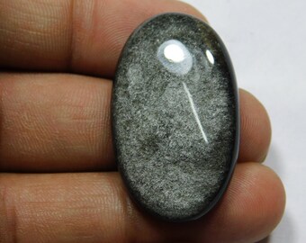 Natural Silver sheen obsidian Cabochon Silver sheen obsidian Loose Gemstones Silver sheen obsidian Loose semi precious (47Cts.36 x 27 MM)