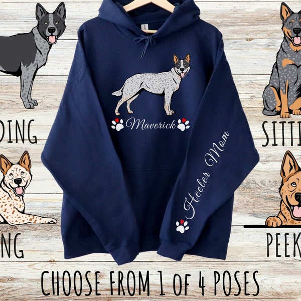 Custom Australian Cattle Dog Unisex Heavy Blend Hoodie with Drawstrings, Cute Personalized Mom & Dad Gift, Gifts for Pet Lovers