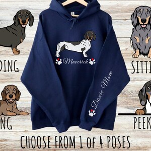 Sweat à capuche épais unisexe teckel personnalisé avec cordons de serrage, cadeau personnalisé mignon chien Doxie pour maman et papa, cadeaux pour les amoureux des animaux de compagnie