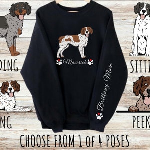 Custom Brittany Spaniel Sweatshirt, Cute Personalized Dog Mom & Dad Gift, Gifts for Pet Lovers, Unisex Heavy Blend Crewneck