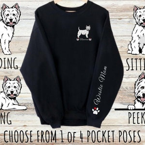 Custom West Highland White Terrier Pocket Print Sweatshirt, Cute Personalized Dog Mom & Dad Gift, Gifts for Pet Lovers, Unisex Crewneck