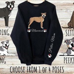 Custom Pitbull Sweatshirt, Cute Personalized Pittie Dog Mom & Dad Gift, Gifts for Pet Lovers, Unisex Heavy Blend Crewneck