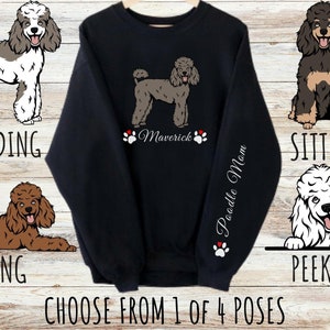 Sweat-shirt caniche personnalisé, cadeau personnalisé mignon pour maman et papa pour chien, cadeaux pour les amoureux des animaux de compagnie, unisexe Heavy Blend Crewneck