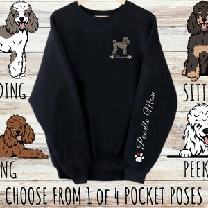 Sweat-shirt personnalisé imprimé de poche caniche, cadeau personnalisé mignon pour maman et papa, cadeaux pour les amoureux des animaux de compagnie, unisexe Heavy Blend Crewneck